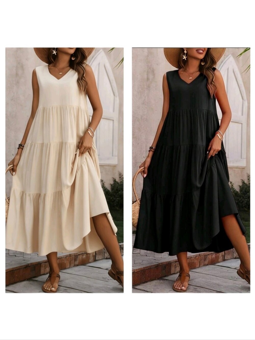 V-Neck Sleeveless Maxi Dress